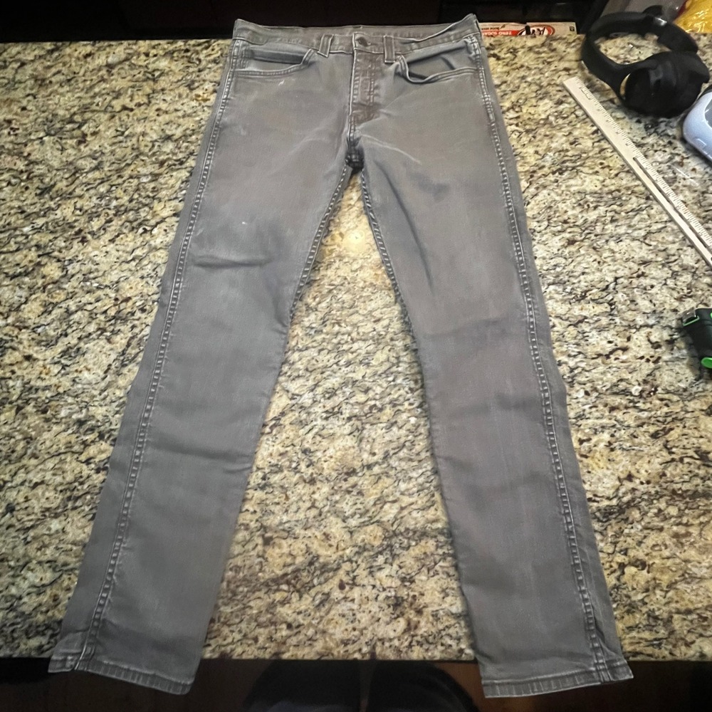 Levis 511 Slim Fit Grey Denim Jeans Mens 34x32 Gray Pants